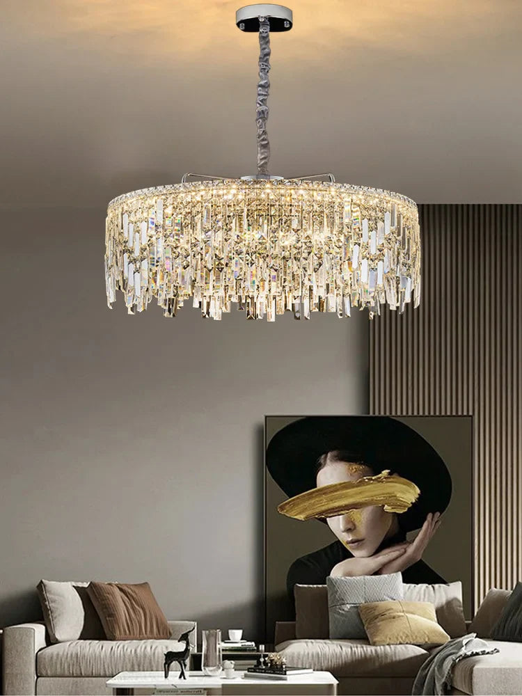 Afralia™ Luxury Crystal Round LED Chandelier 2024 | Creative Home Decor Lighting