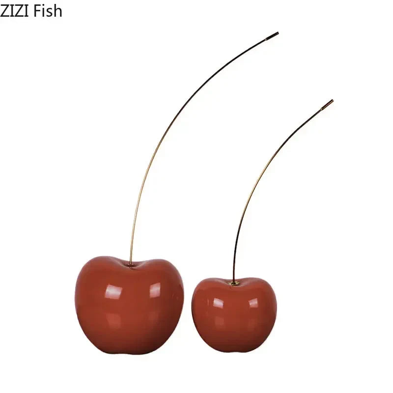 Afralia™ Cherry Fruit Sculpture Resin Desk Ornament Modern Home Decoration