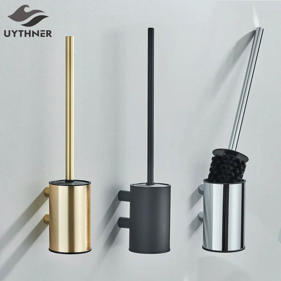 Afralia™ Wall Mounted Toilet Brush Holder Set - Bathroom Cleaning Bath Accessories