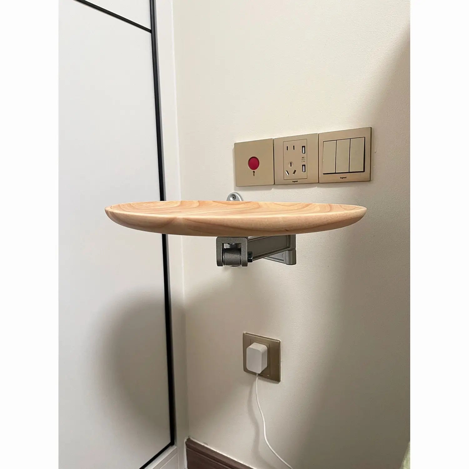 Afralia™ Wall Mounted Bedside Table with Rotating Bracket & Storage Rack