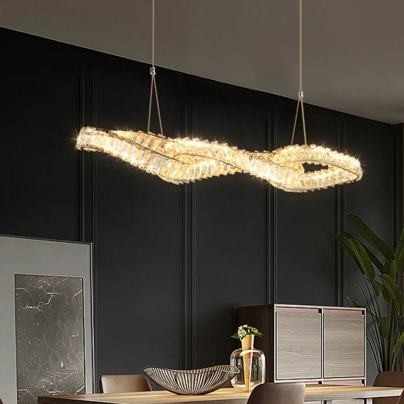 Afralia™ Crystal LED Pendant Chandeliers for Luxury Living Room Decor