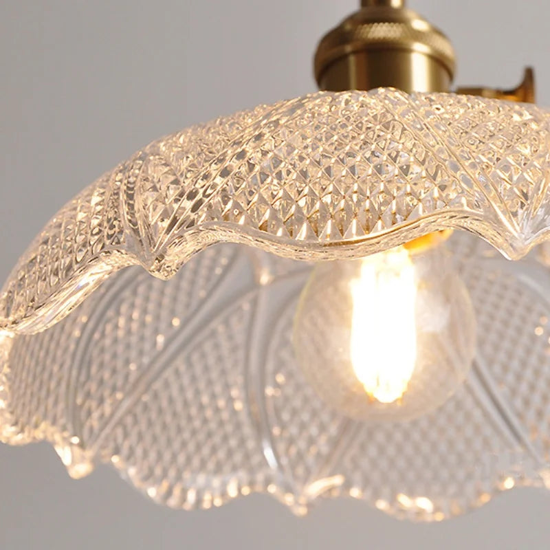 Afralia™ Clear Glass LED Pendant Bar Kitchen Nordic Copper Dining Room Suspension