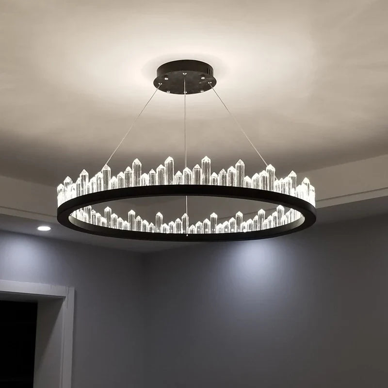 Afralia™ Crystal LED Pendant Lights: Modern Gold Black Industrial Lamp