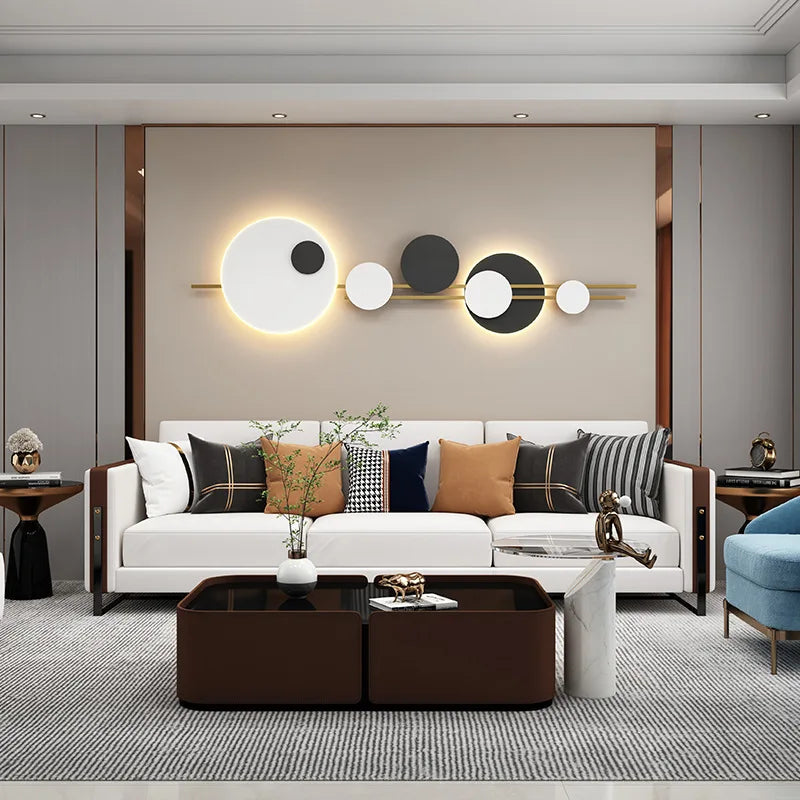 Afralia™ Round Metal LED Wall Light, 3 Dimming Options, 120cm for Foyer, Office, Dining Room