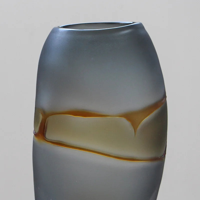 Frosted Glass Vase Color Flow Surface Hydroponics Terrarium Afralia™ Home Decor