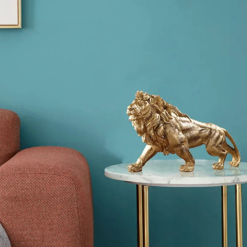 Afralia™ Resin Lion Statue: Office & Living Room Decor, Desktop Animal Sculpture