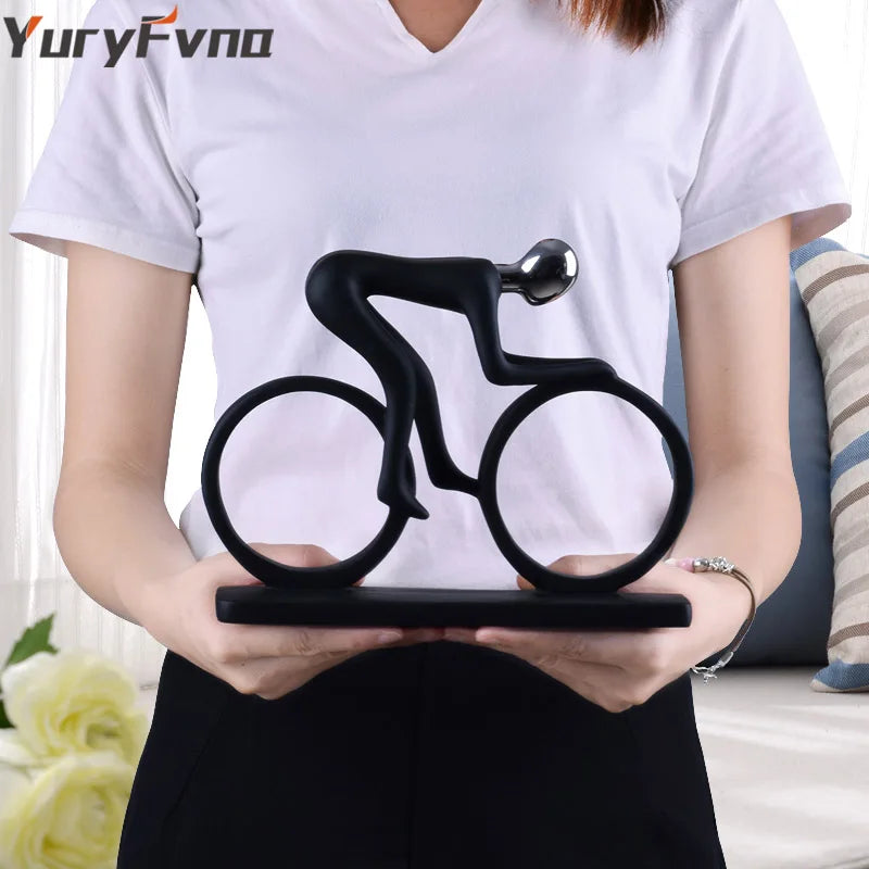 Afralia™ Cyclist Sculpture Figurine Abstract Art Home Decor Champion Athlete