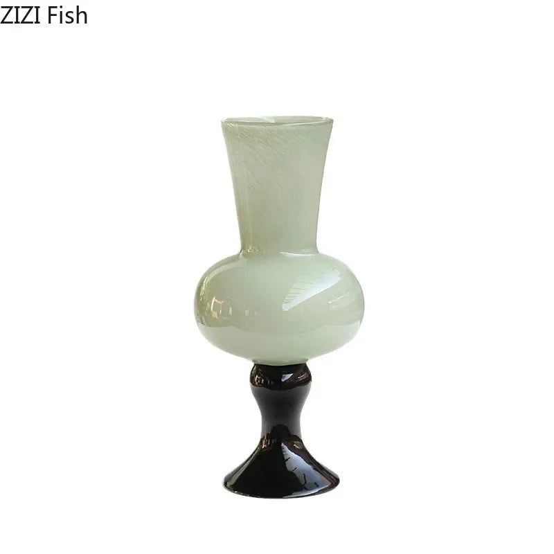 Afralia™ Goblet Glass Vase for Desk Decoration with Artificial Flowers