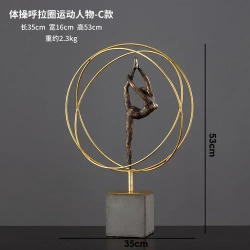 Resin Gymnast Art Sculpture by Afralia™ - Abstract Figure Statue for Home Decor