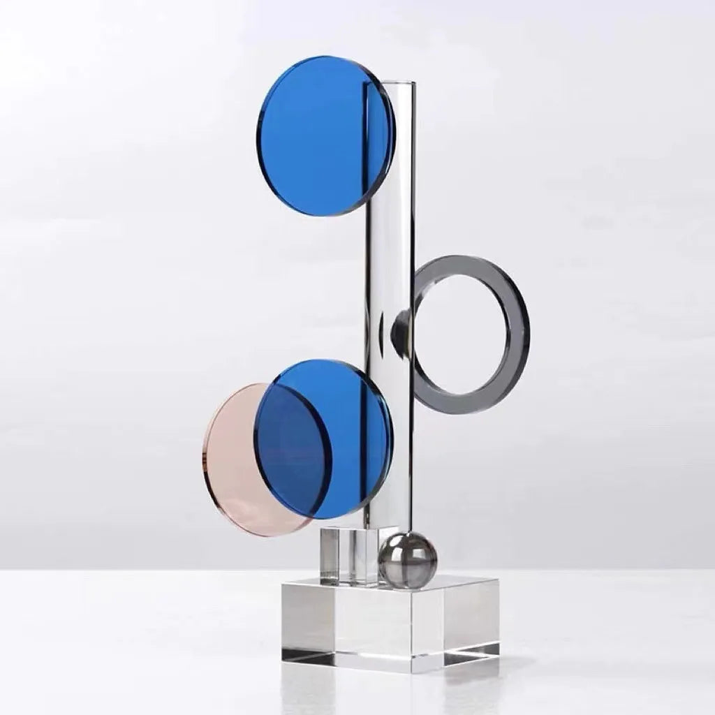 Afralia™ Crystal Geometric Ring Sculpture Home Decor Figurine