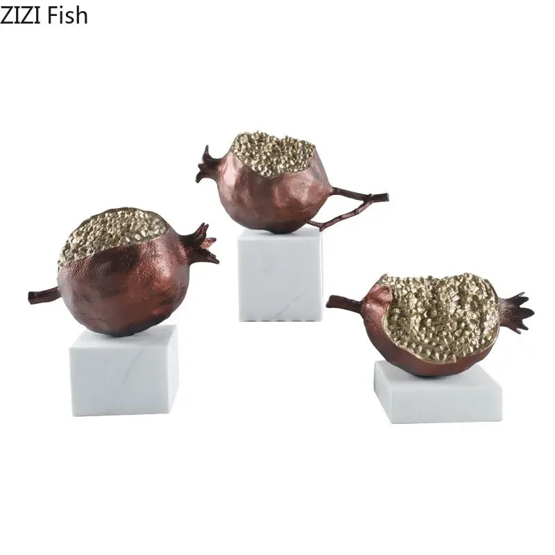 Afralia™ Golden Pomegranate Sculpture Desk Decoration