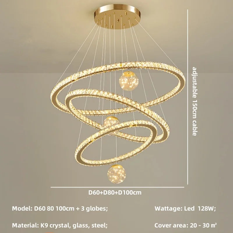 Afralia™ Modern LED Pendant Lights Chandelier for Foyer, Villa, and Stairs