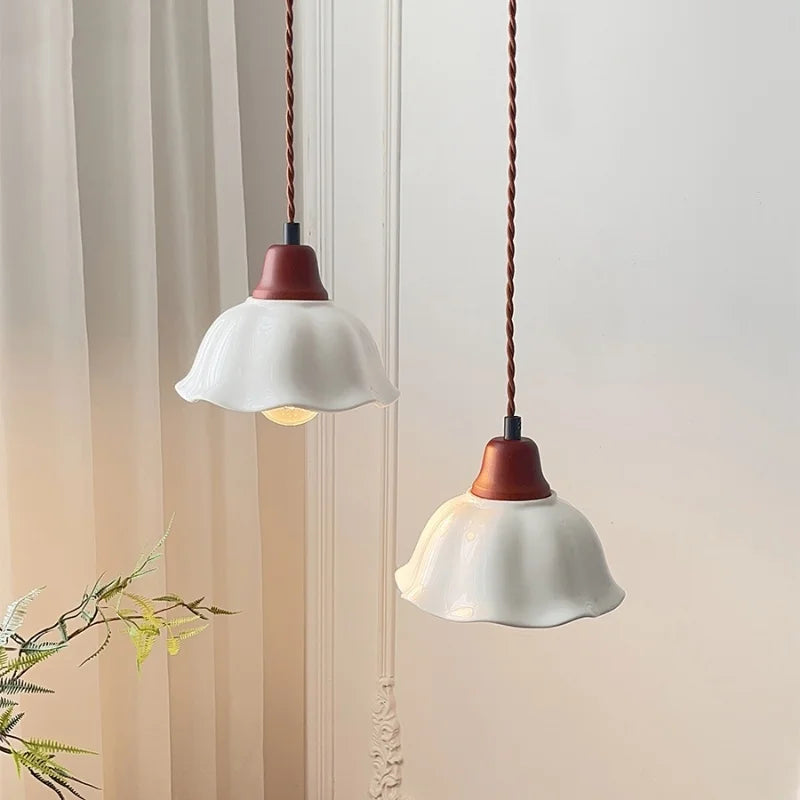 Afralia™ Walnut Wood LED Pendant Lights Nordic Adjustable Kitchen Fixture