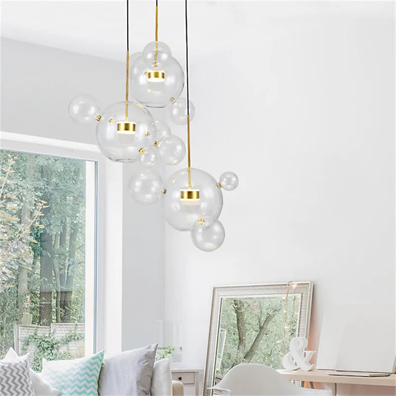 Afralia™ Nordic Mickey LED Glass Ball Pendant Light for Home Decor and Kitchen Lighting