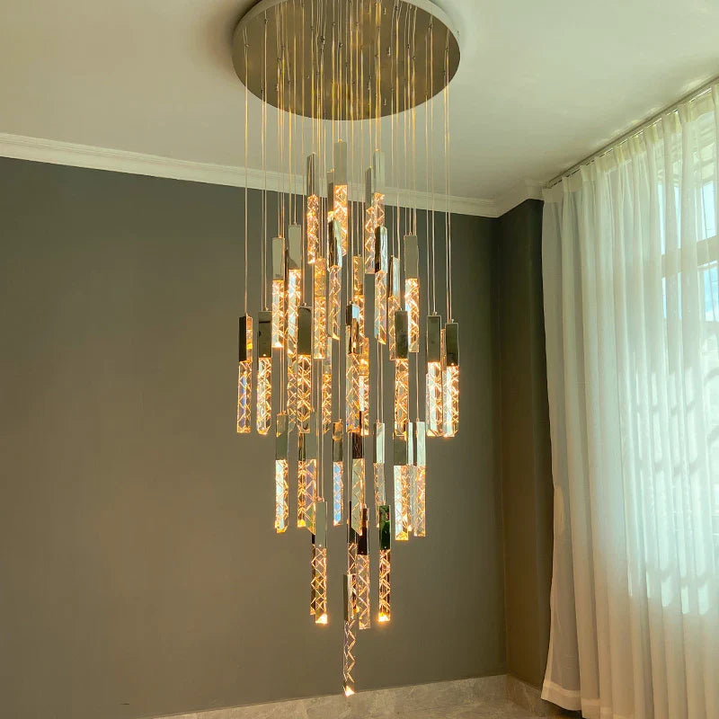 Afralia™ Crystal LED Chandelier: Modern Luxury Staircase & Living Room Hanging Lamp