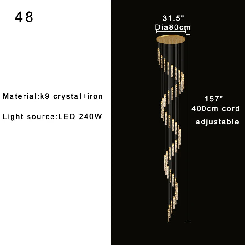Afralia™ Crystal Chandelier for Two-storey Foyer & Circular Stairwell