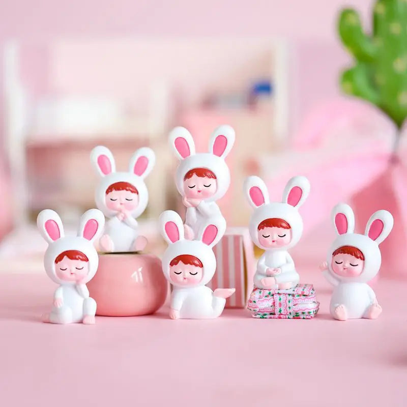 Afralia™ Rabbit Doll: Cute Chinese Bunny Micro Landscape Ornament & Home Decoration