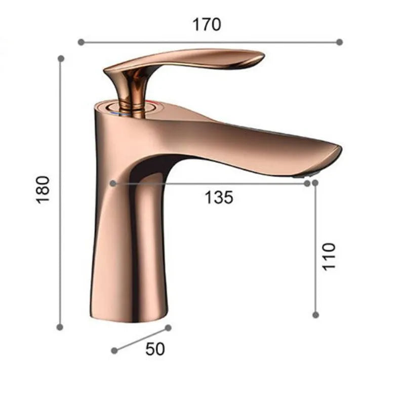 Afralia™ Rose Gold Bathroom Basin Faucet Hot & Cold Mixer Tap Deck Mounted Lavatory