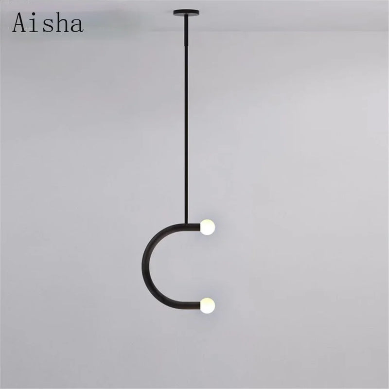 Afralia™ Nordic U-shaped Line Art LED Chandelier for Corridor Bedroom & Loft