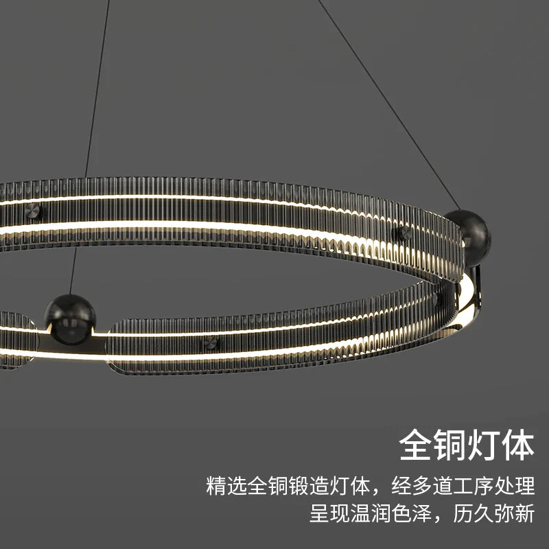 Afralia™ Light Luxury Circle LED Living Room Chandelier