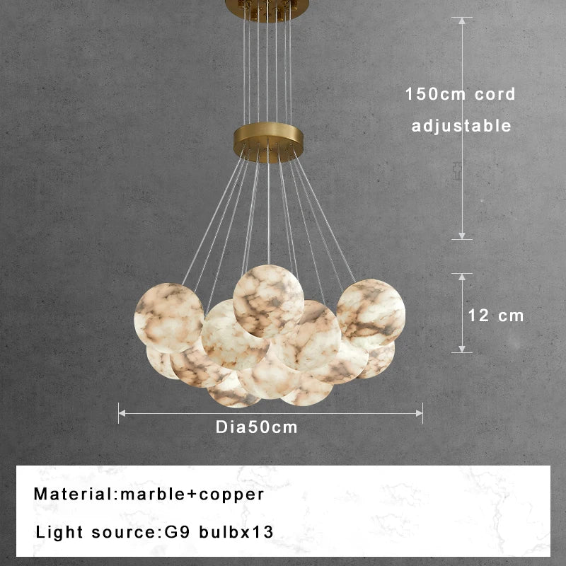 Afralia™ Marble Vains Ceiling Pendant Lights Luxe Home Decor Villa Duplex Lighting