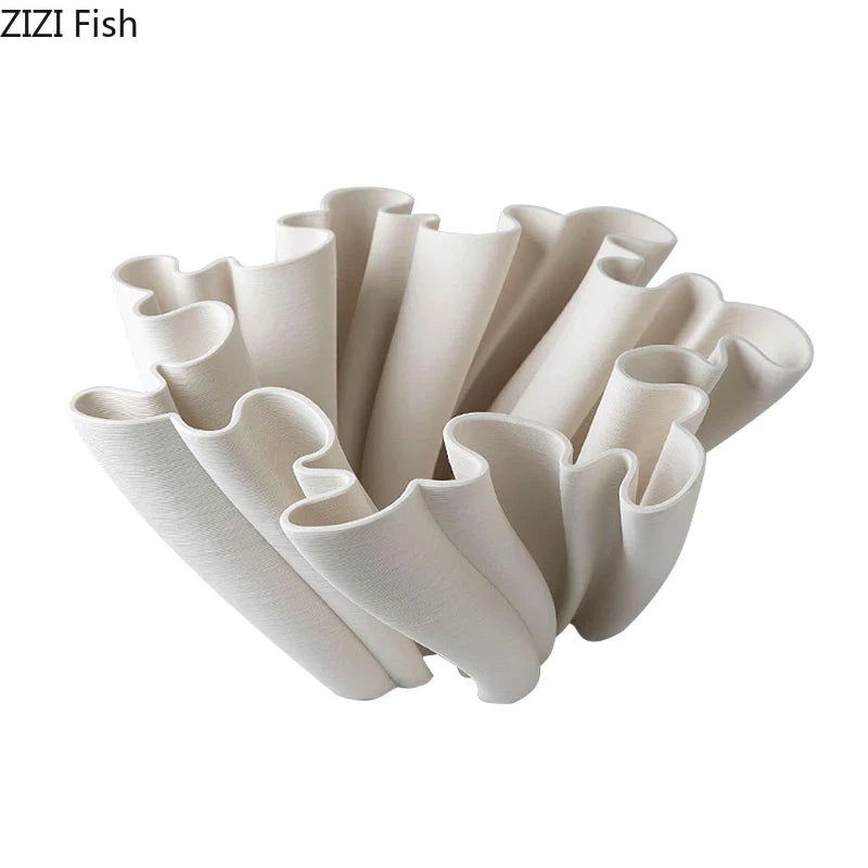 Afralia™ Bud Shape Ceramic Vase Floral Arrangement Desk Decor Modern Artificial Flowers