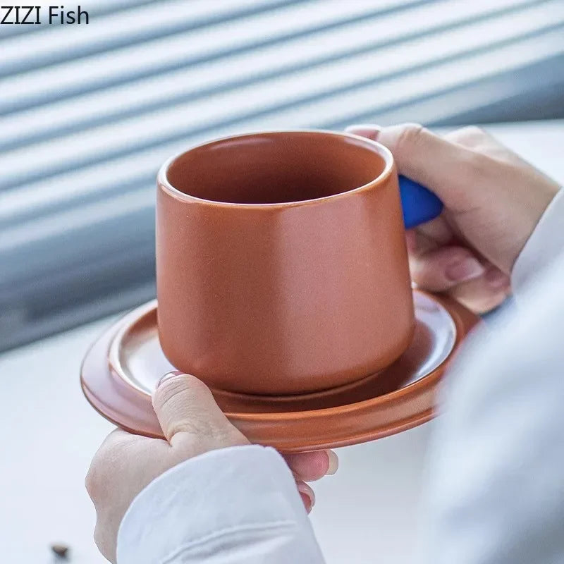 Afralia™ Ceramic Cup & Saucer Set - Modern Design Tea & Coffee Cups