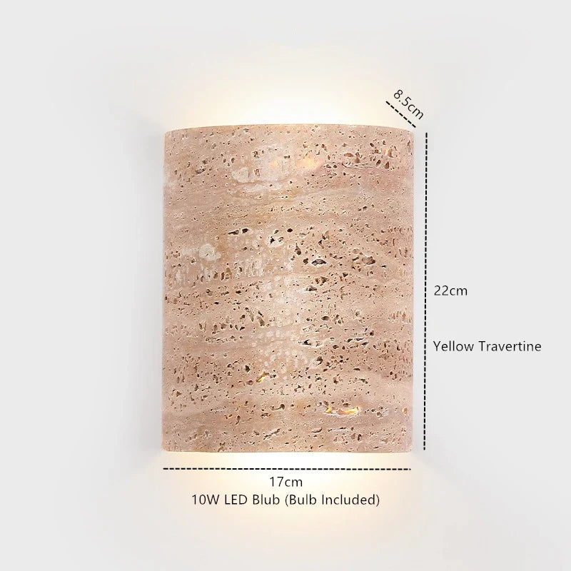 Afralia™ Yellow Travertine LED Wall Light Sconces for Living Room Home Decor