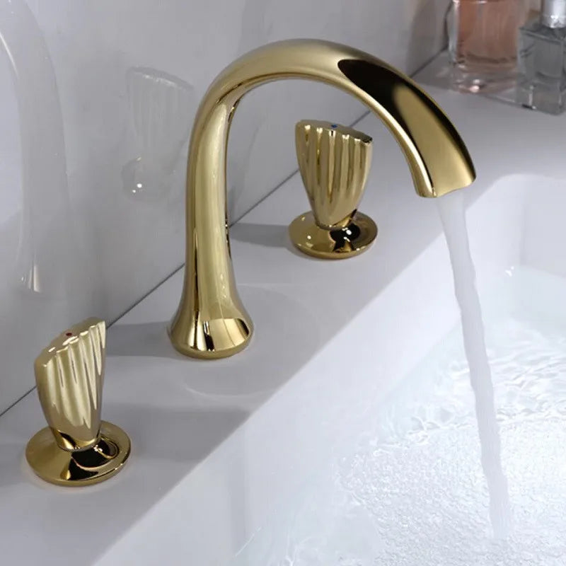 Afralia™ Rose Gold Double Handle Faucet - Luxury Basin Mixer for Bathroom Sink