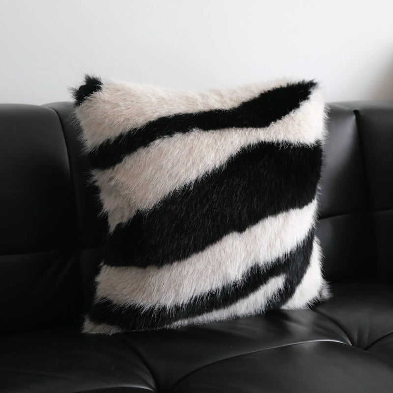 Afralia™ Striped Rabbit Hair Pillowcases 55x55cm - Soft & Stylish Sofa Decor