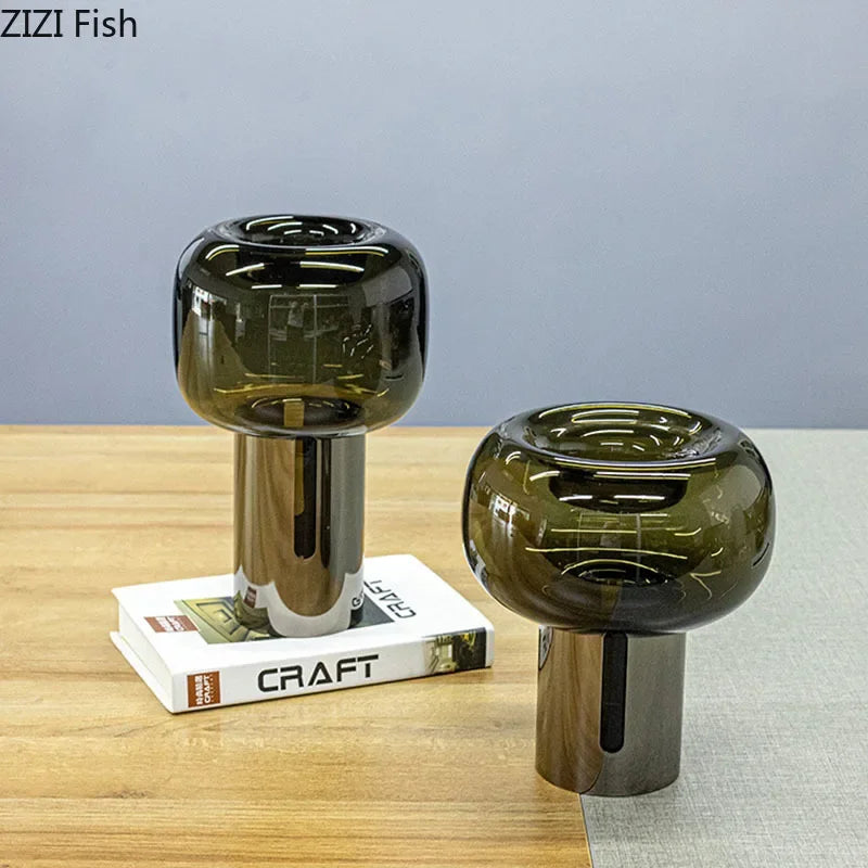 Afralia™ Dark Glass Vase for Desk Decor, Creative Hydroponics Floral Ornaments