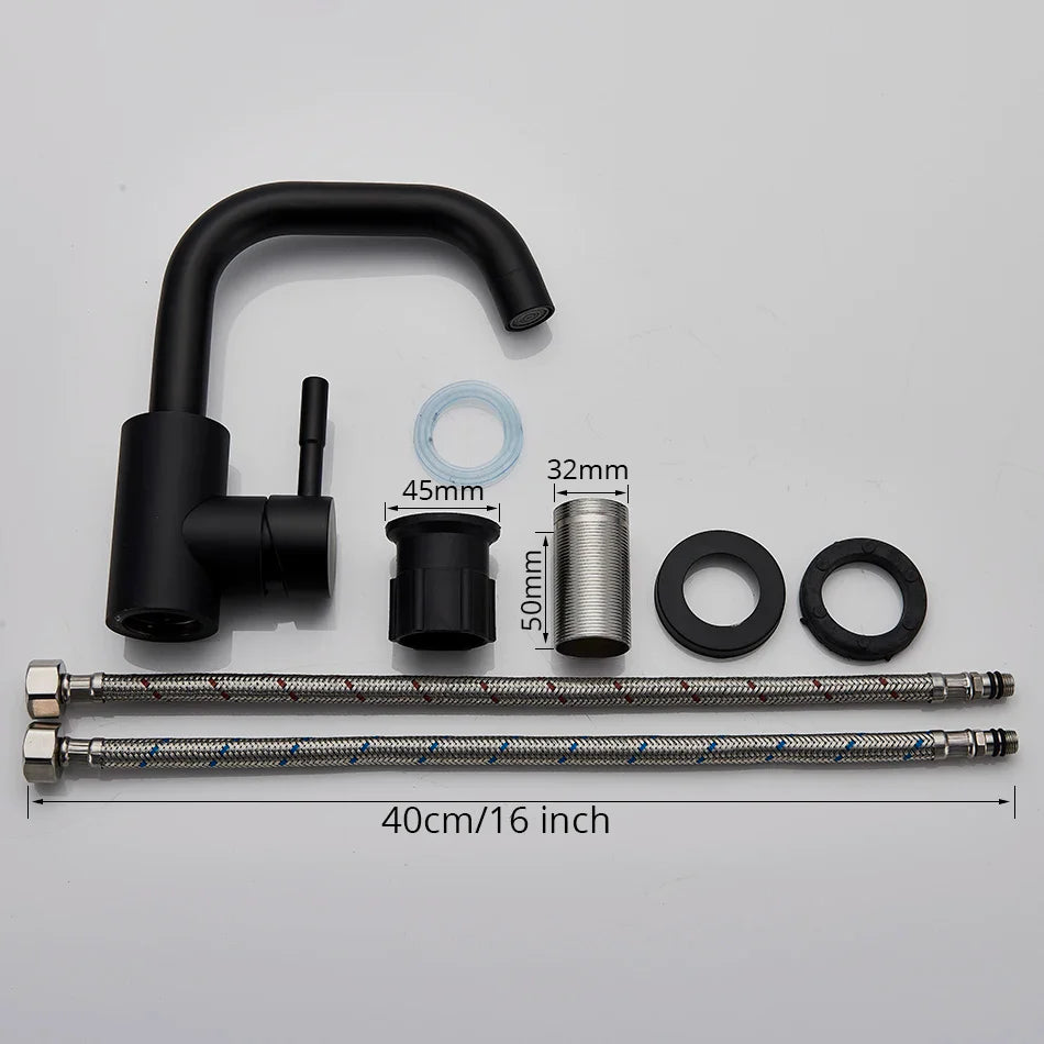 Afralia™ Rotatable Spout Basin Faucet for Hot/Cold Water Mixer, Deck Mounted Bathroom Taps