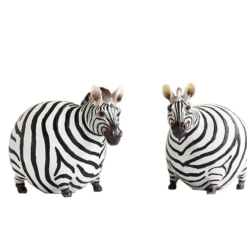 Afralia™ Cute Fat Zebra Resin Animal Figurine Sculpture Desktop Art Decoration