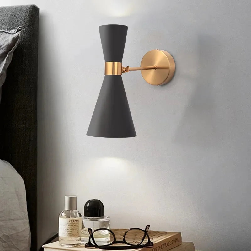 Afralia™ Minimalist Gold Black Bedside Wall Light for Nordic Home Living