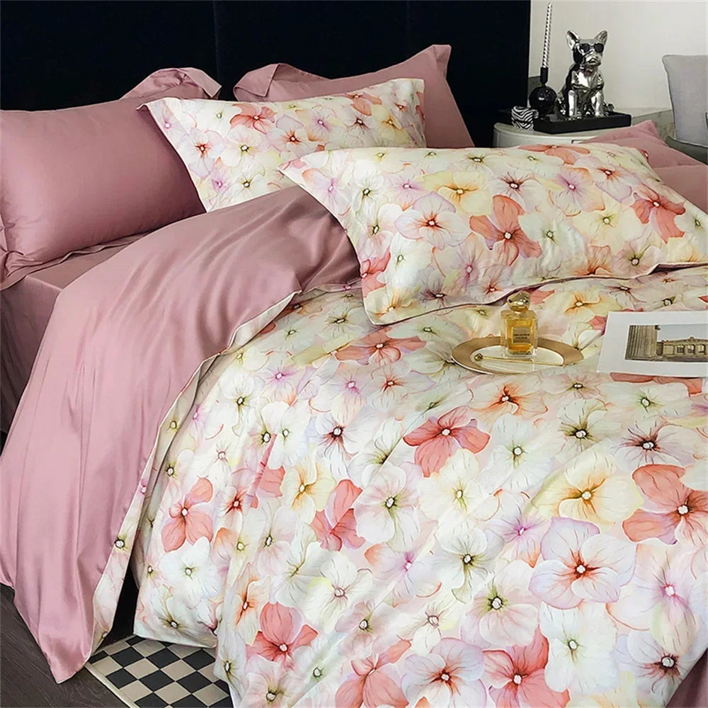 Afralia™ Colorful Egyptian Cotton Bedding Set: Sheet, Pillowcase, Duvet Cover - Queen King Full Size