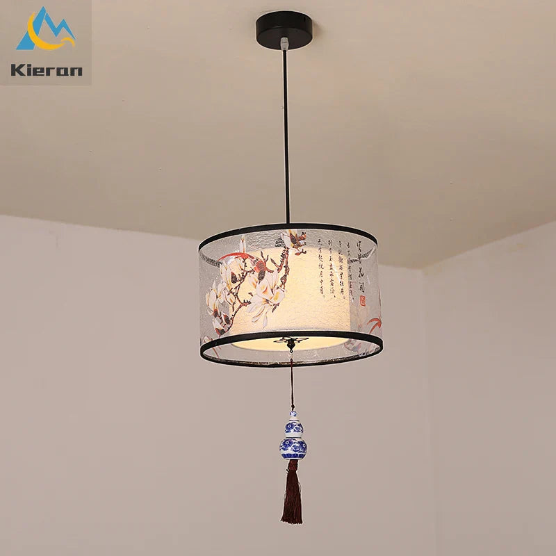 Afralia™ Modern Minimalist Fabric LED Chandelier Room Decoration Chinese Style Pendant Lamp