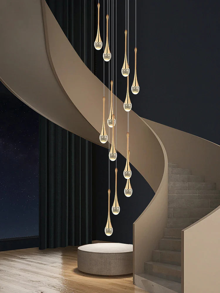 Afralia™ Crystal Chandelier: Modern LED Hanging Lamp for Living Room, Villa, and Staircase