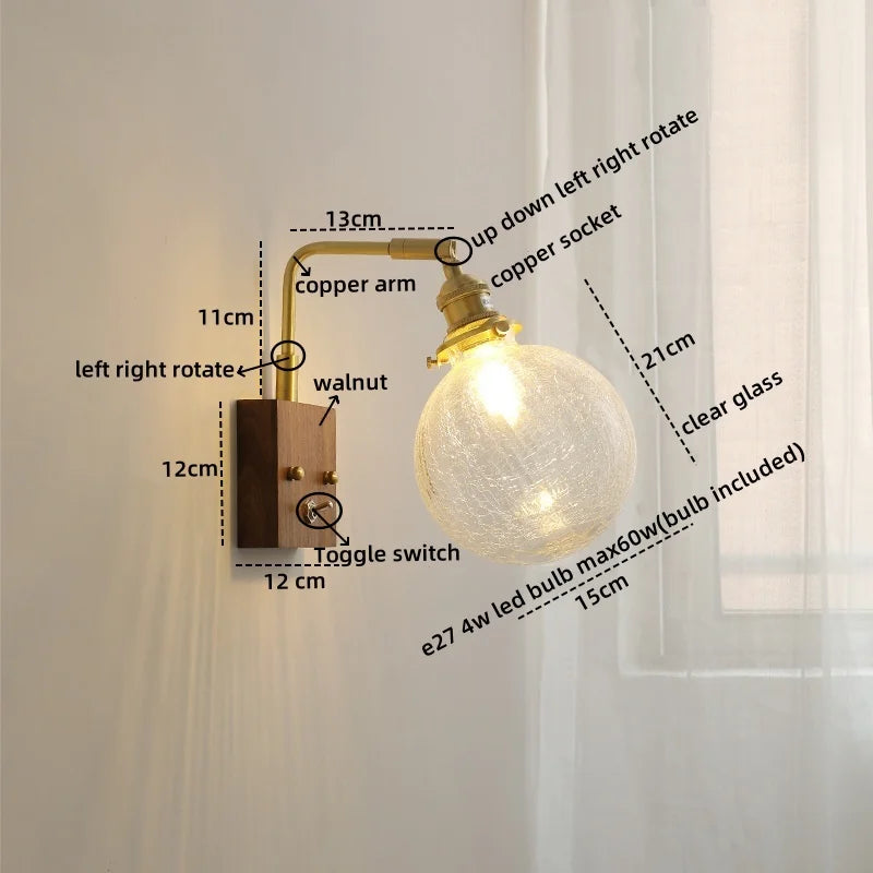 Afralia™ Nordic LED Wall Lamp Glass Copper Bathroom Mirror Light Fixtures