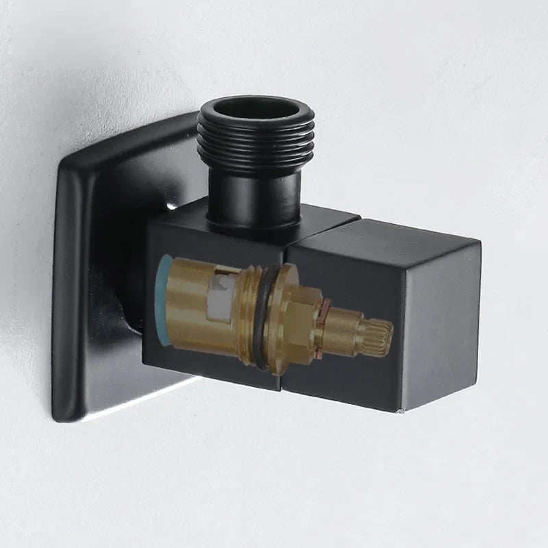 Afralia™ Solid Brass Chrome Black Triangle Toilet Angle Valve 1/2*1/2 Square Bathroom Accessory