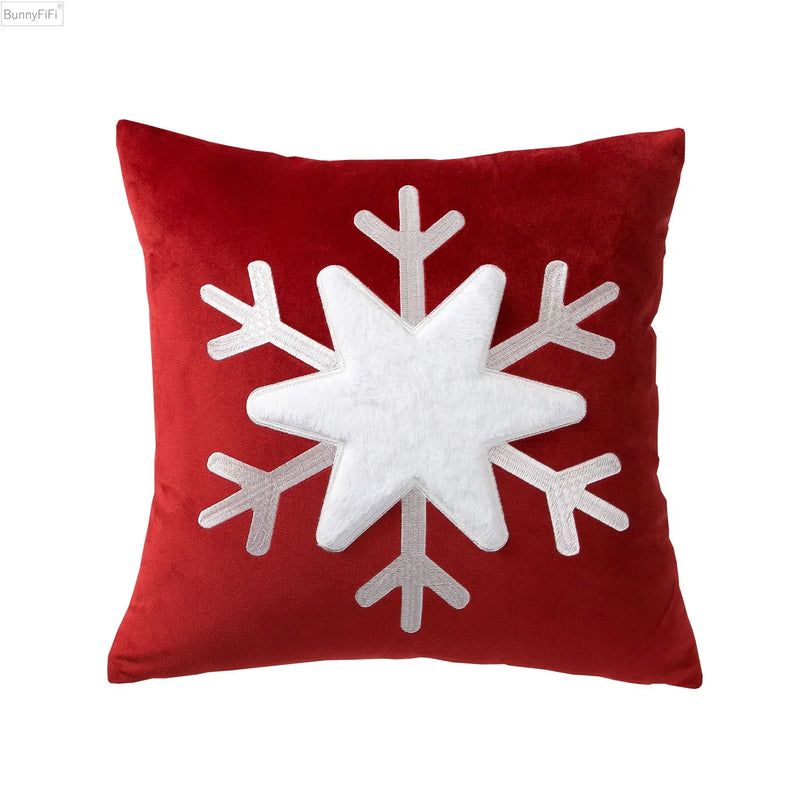 Afralia™ Velvet Snowflake Pillowcase | Embroidered Christmas Farmhouse Decor Cover