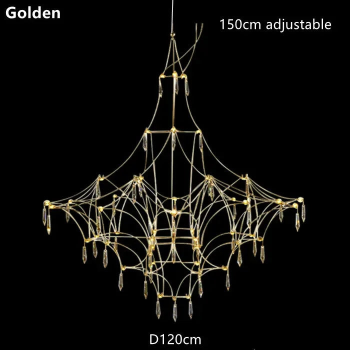 Afralia™ Quasar Crystal LED Golden Lustre Pendant Lamp - Chrome Design for Home Lighting
