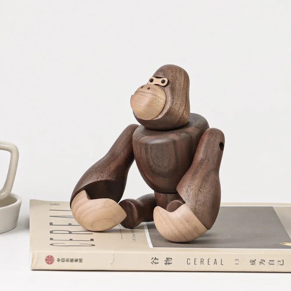 Afralia™ Wooden King Kong Gorilla Dolls Home Decoration Figurines Ornament