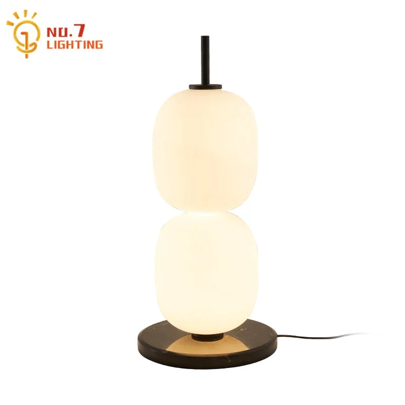 Afralia™ Glass Gourd Table Lamp Marble Base Modern LED Indoor Lighting