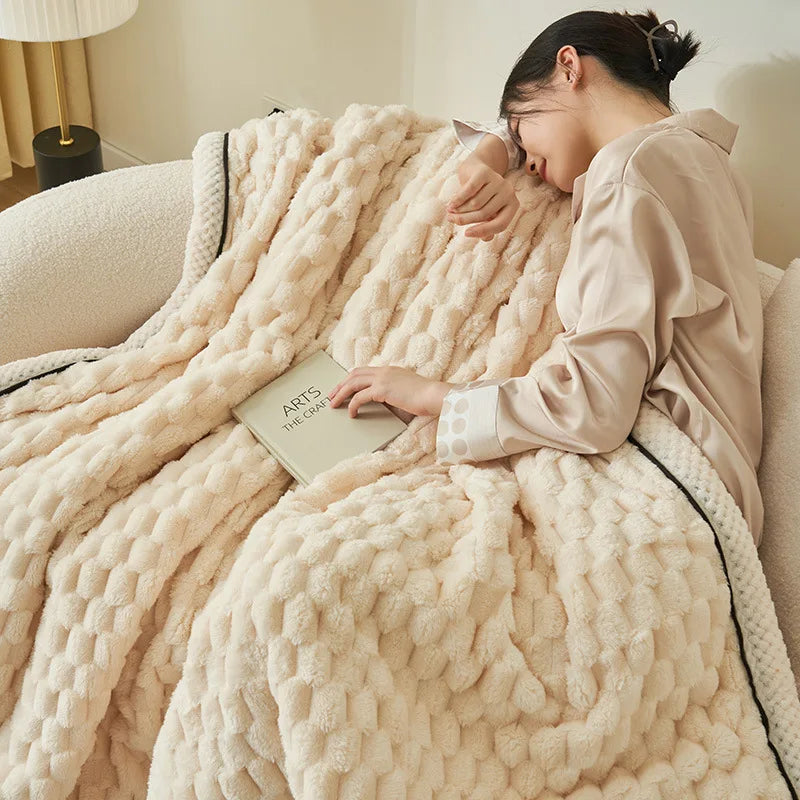 Afralia™ Coral Fleece Warm Blanket: Cozy Thicken Winter Bed Blanket
