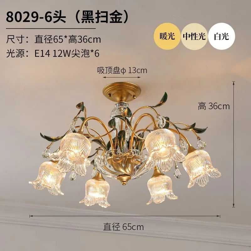 Afralia™ Glass Flower Chandelier: Elegant Retro High-End Lobby Main Light for Home, Restaurant