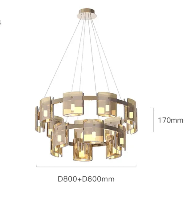 Afralia™ Elegant Smoky Glass Chandelier Ceiling Lighting for Dining Living Bedroom