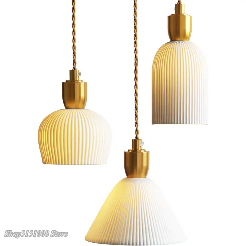 Afralia™ Nordic Ceramic LED Pendant Lamp - Modern Hanging Light Fixture for Home Decor