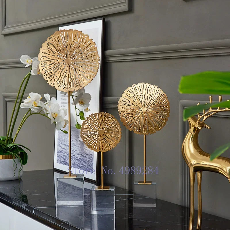 Afralia™ Sunflower Crystal Metal Sculpture Home Decor Figurine