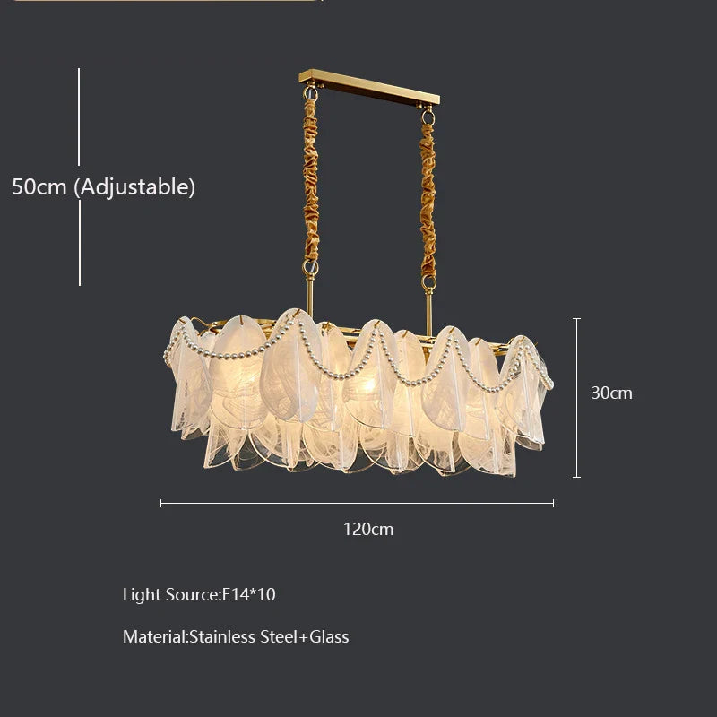 Afralia™ LED Glass Hanging Lamp Golden Leaf Shape Modern Pendant Light