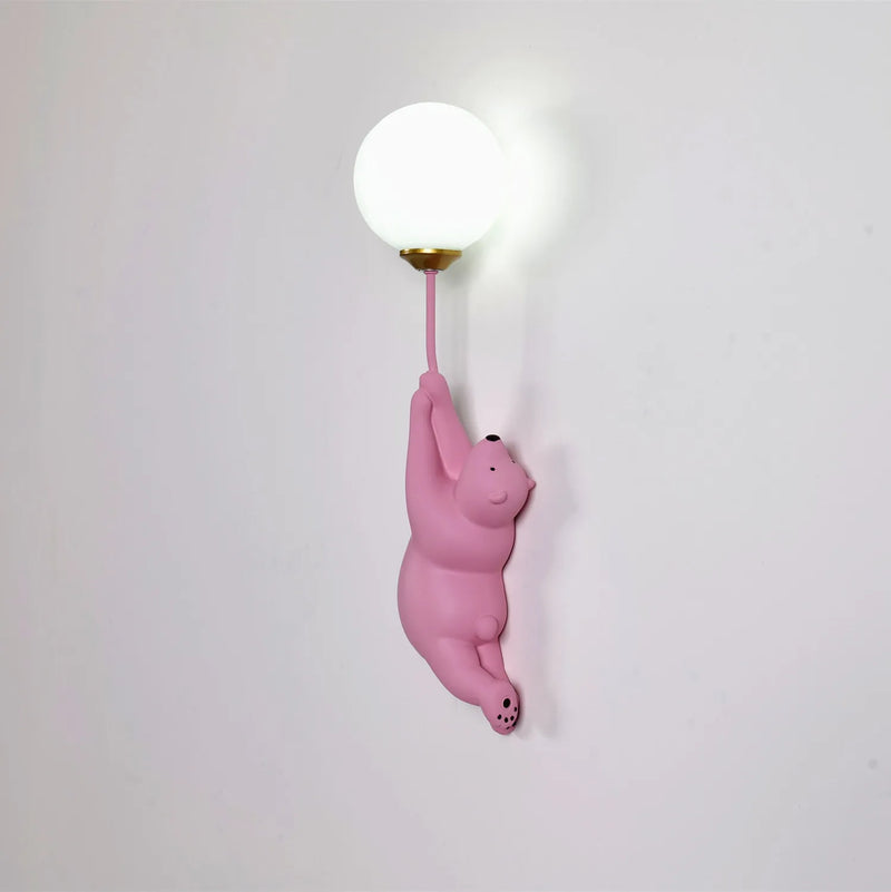 Afralia™ Kids Bear Moon Wall Lamp | 3D Printed Bedroom Interior Light